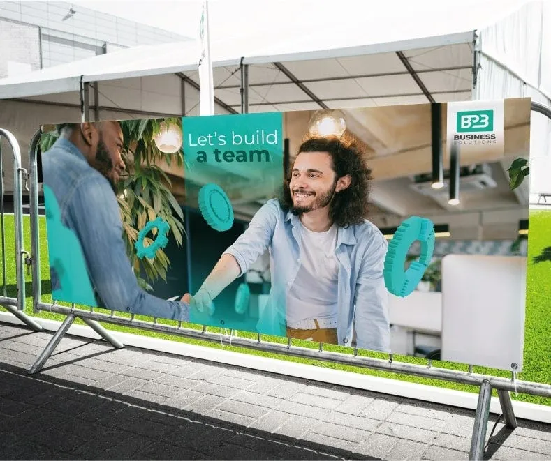 A large printed outdoor banner